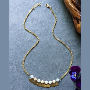 NWT Baizaar Stone Petal Necklace, Amazonite